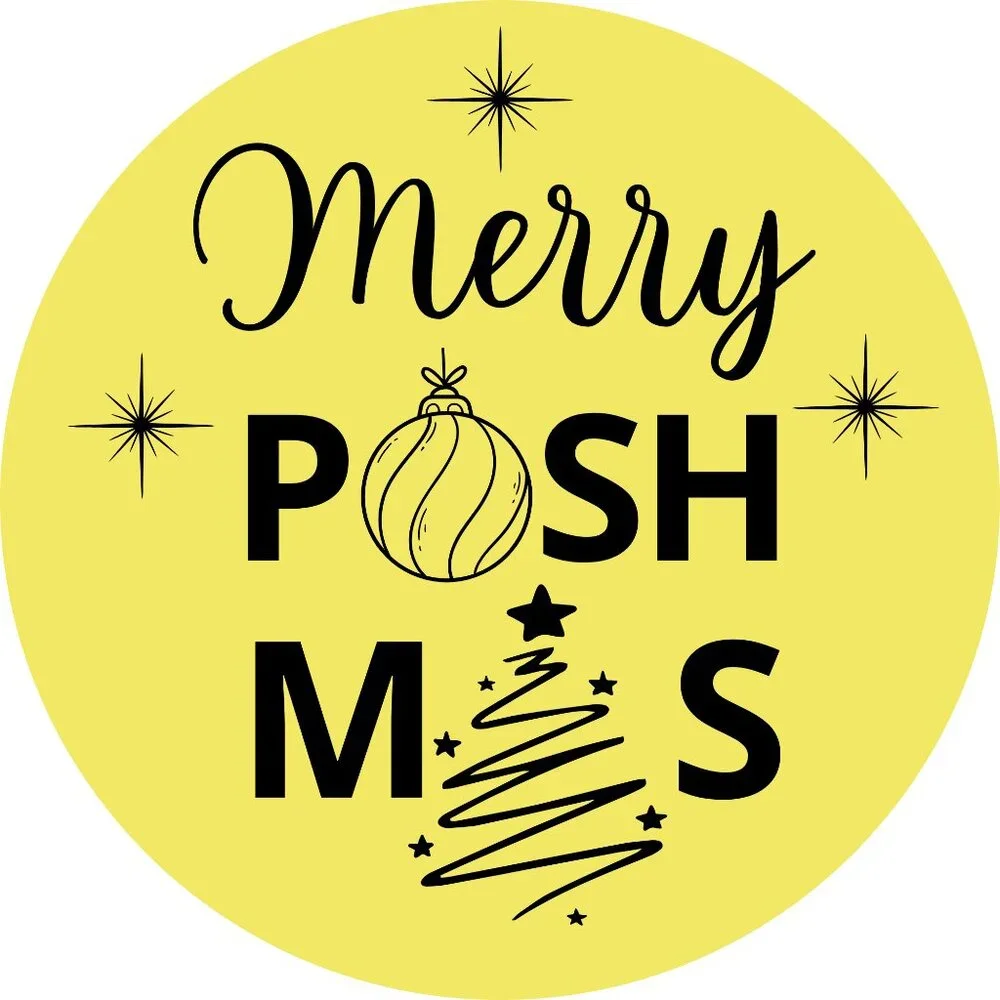 100 thermal Stickers Merry Poshmas 2” Round Labels,